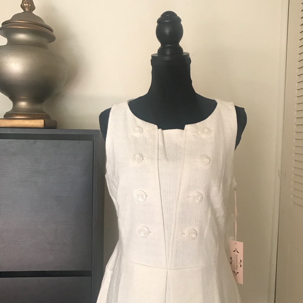 Nanette Lepore Sleeveless Button Woven Dress Sz 10 - Picture 4 of 8